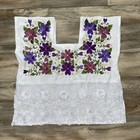 Mexican  Blouse Top Shirt Size 42 Embroidered Floral Hand Stitched Cottage