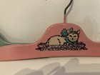 Vtg 1930 s Wood Metal Child Clothes Hangers 2-kitty Cat Basket  1-blue Dog Ball