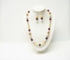 Multi Color Glass Pearl Necklace earrings Set 