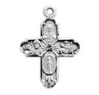 Sterling Silver Catholic Saint 4-way Cross Medal Pendant On 18 In Chain Necklace