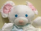 Vtg fisher Price Plush Puffalump Mouse bear  Blue   White Stripes  Rattle