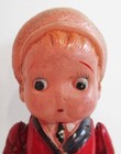 Vintage Celluloid Doll Toy Boy Holds Rifle Jointed Arms Prewar Japan 1930s