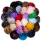 60 Pcs Faux Fur Pom Pom For Hats - 4 5 Inch Soft Pompoms With Elastic Loop Re   