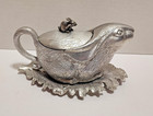 Vintage Arthur Court Bunny Rabbit Gravy Boat Set Lid Lettuce Leaf Tray Spoon
