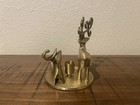 Vintage Christmas Solid Brass Reindeer Candle Holder Made In India Sticker