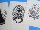 7 Vtg  German Postcards Black   White Paper Cutting Art By A m schwindt