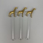 Gold Animal Cocktail Stirrers Clear Plastic Swizzle Sticks Fun Barware Set Of 19