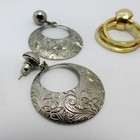 Lot Of 2 Silver   Gold Tone Earrings Sets Dangle Jewelry Engraved Costume Dangle