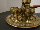 Vintage Brass Turkish Coffee Set  1 Tray  6 Cups And 1 Dallah Pot With Handle