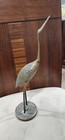 Vintage Solid Brass Crane Egret Heron Bird Figurine Mcm Tall Sculpture