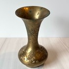 Vintage Small Etched Brass Bud Vase Made In India Approx 5  Patina Tarnish