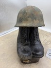 Vintage 1975 Jim Beam Military Boots   Helmet Decanter Regal China Empty