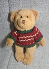 Vintage Russ Berrie  Sitting Teddy Bear Plush Toy With Christmas Sweater  In1159