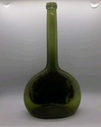 Mold Blown Long Neck Chestnut Flask Dark Green Hand Painted