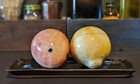 Alabaster Stone Marble Fruit Lot Of 2 Strawberry   Lemon