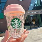 New Starbucks Japan 10oz Valentine Sakura Glass W  Lid Double Wall Romantic Gift