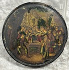 Antique C1860 Round Papier Mache Snuff Box German Opera King Der Freisch  tz