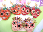 Huge 2  Skull Rhinestone Sugar Skull Day Of The Dead Halloween Earrings U Choose