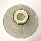 Vintage Art Deco Clear Ribbed Glass Lamp Shade Brass Fitter 1  Hole 6 5  Wide