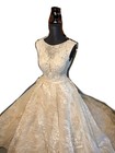 Vintage-inspired Lace Wedding Dress   Sleeveless A-line Gown With Full Skirt   S