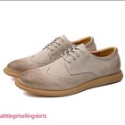 Men s Suede Casual Lace Up Carved Wing Tip Brogues Formal Business Dress Shoes