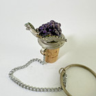 Wine Stopper Vintage Pewter Grape Wine Stopper Cork Chain Purple Cluster Barware