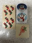Vintage 80   s Christmas Holiday Stickers Lot Fuzzy Stocking Prism Frosty Hallmark