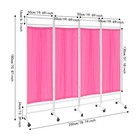 4 Panels Foldable Medical Room Divider Portable Medical Privacy Screen Pink