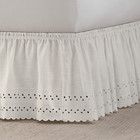 Eyelet Elastic Bed Skirt Wrap 18  Drop Queen king Ivory New - Easy Fit