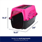 Two Door Top Load Plastic Dog   Cat Kennel  Pink  24-in