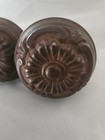 Vtg Embossed Floral Pattern Brass cast Iron Door Knob Pair