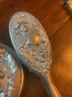 Art Nouveau Woman   Poppies Antique Silverplate Hand Mirror   Brush Set