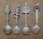Vintage Pewter Souvenir Spoon Lot Of 4 Travel Collector States