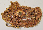 Antique Victorian 10k Gold Pearl Slide   10k Long Pocket Watch Chain 48 In