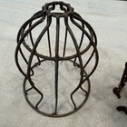  2  Vtg Antique Industrial Steampunk Factory Work Lamp Drop Light Wire Cage