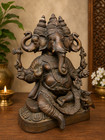 16  Brass Three Face Ganesha Statue Hindu Elephant God Ganesh Idol Home Decor