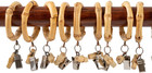 12 Pack Bamboo Curtain Rings With Metal Clips  Fits 1 3 Inch Rod  1 57 Inch Diam