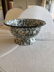 Vintage Enamelware Colander 9 1 2 Inch Green W  White Splatter  And Black Trim