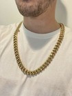 16mm 30  Mens Miami Cuban Link 14k Gold Plated Real Stainless Steel Hip-hop