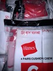 4 Pack Supreme Hanes Socks White Mens 6-12 Crew Socks New Sealed Authentic