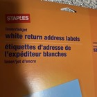 Staples 1 2  X 1 3 4  Inkjet laser Return Address Labels White 25 Sheets  18053 