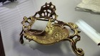 Vintage Ornate Art Nouveau Brass Footed Inkwell Stand