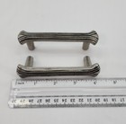 4 In Antiqued Style Grooved Pewter Straight Flare End Drawer Pulls 3  Centers