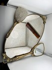 Vintage Globe Regency 24k Gold Plated Ormolu Dresser Vanity 4 Pc Set Mirror Tray