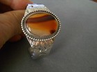 Old Southwestern Native American Navajo Agate Sterling Silver Stamp Wk Bracelet