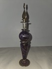 Egyptian Vintage Glass Perfume Bottle Hand Blown Purple Gold 5 3 4    W  Stopper