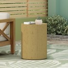 Vintage Antique Brown Mgo Side Table Rustic Wood Grain Cylindrical Accent 22 5 