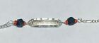 Silver Genuine Azabache coral Dios Me Bendiga Plaque Figaro Link Baby Bracelet