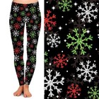 Green Red White Snowflakes Christmas Women s Leggings Tc2 Extra Plus Size 20-24
