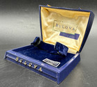Vintage Navy Blue Bakelite Mens Watch Presentation Box Only Bulova 1940s Deco